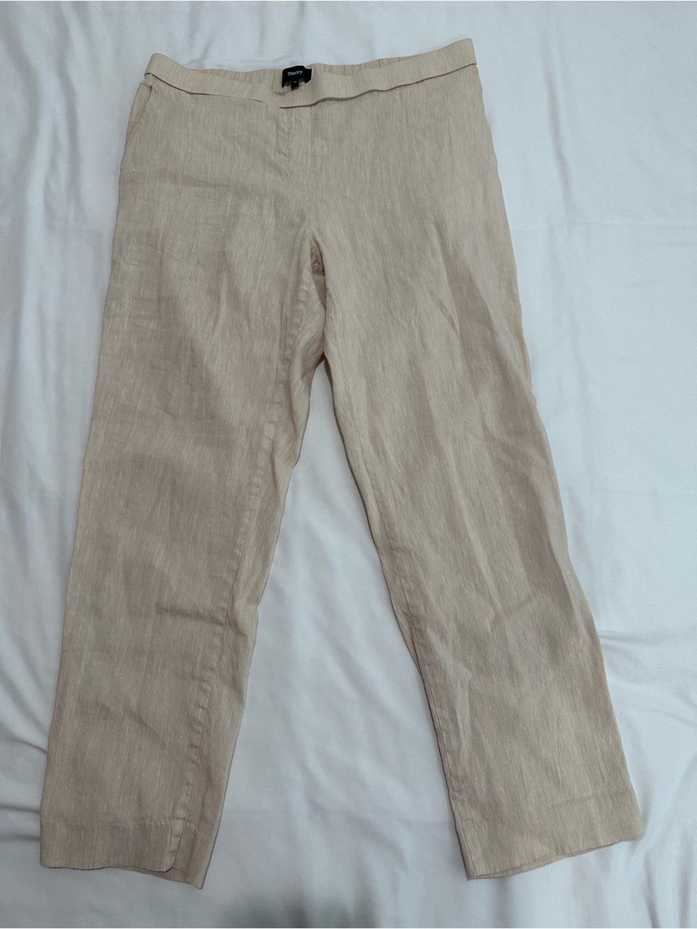 Theory Women's Cropped Linen-Blend Pants in Light Beige